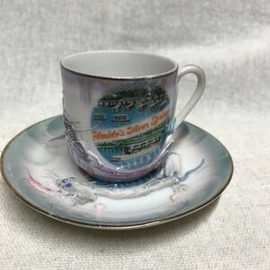 Vintage Silver Springs Souvenir Cup and Saucer: Moriage Dragonware, Kenmar Japan